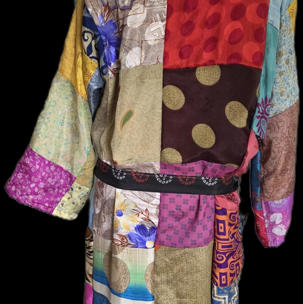 Silk Patchwork Robe - Picture 2 of 4